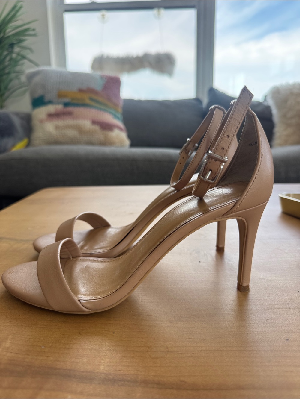 Express Nude Ankle-Strap High Heels Strappy Sandal Heels Size 7